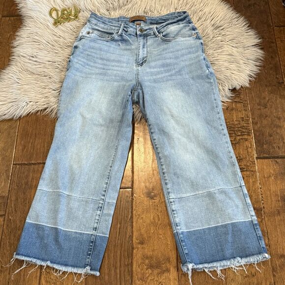 Judy Blue Jeans Women Size 14 W Wide Leg Plus Cropped STYLE# JB88705 LT - Picture 1 of 6